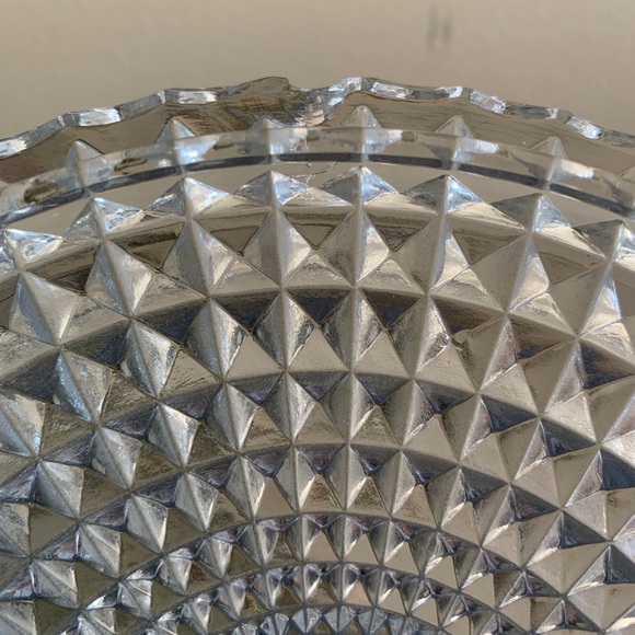 Vintage Brass/Glass Diamond Point Compote Dish - Picture 9 of 10